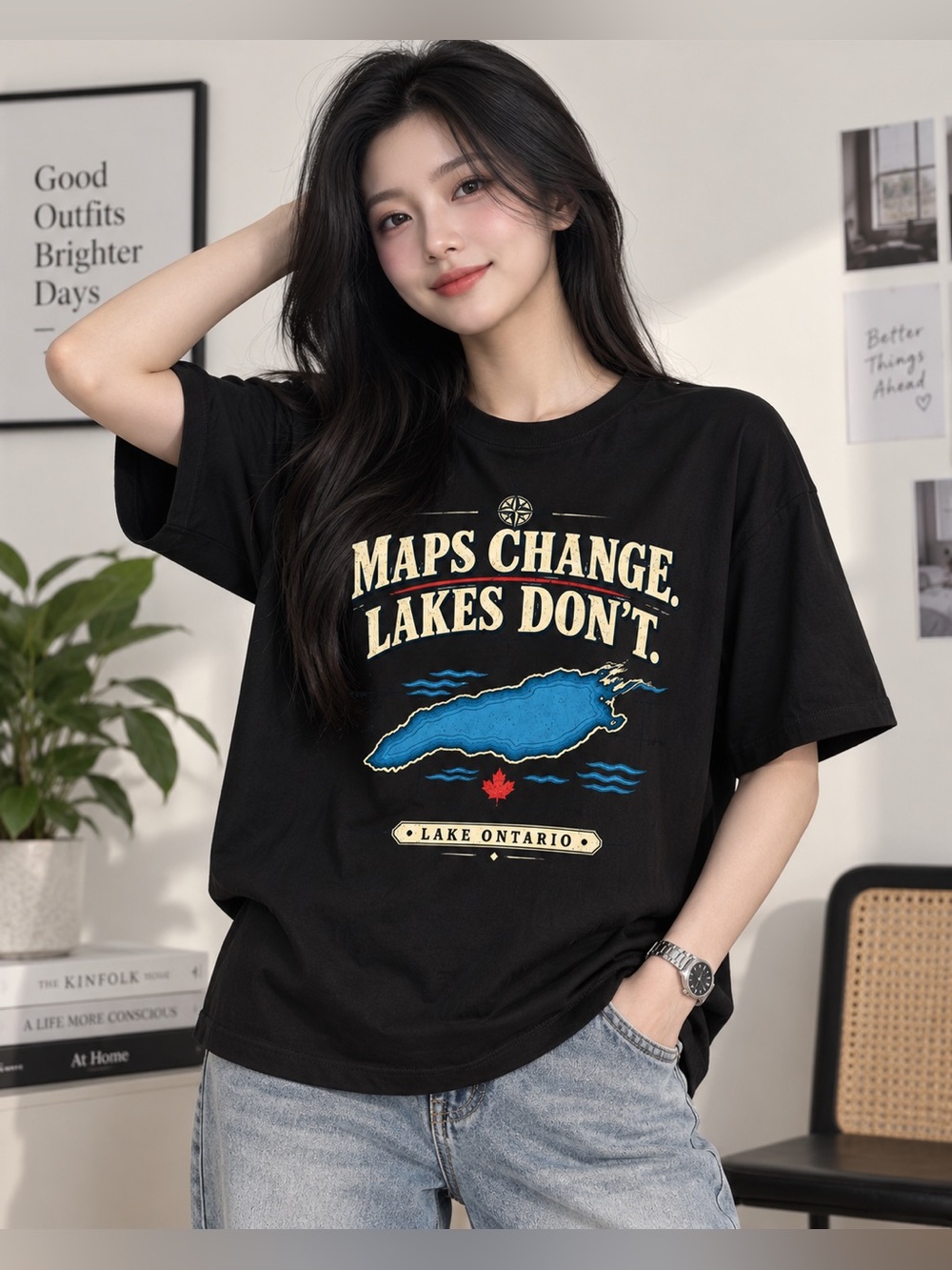 Lake Ontario Maps Change Lakes Don't Map Outdoorsy Gorpcore Graphic Tee